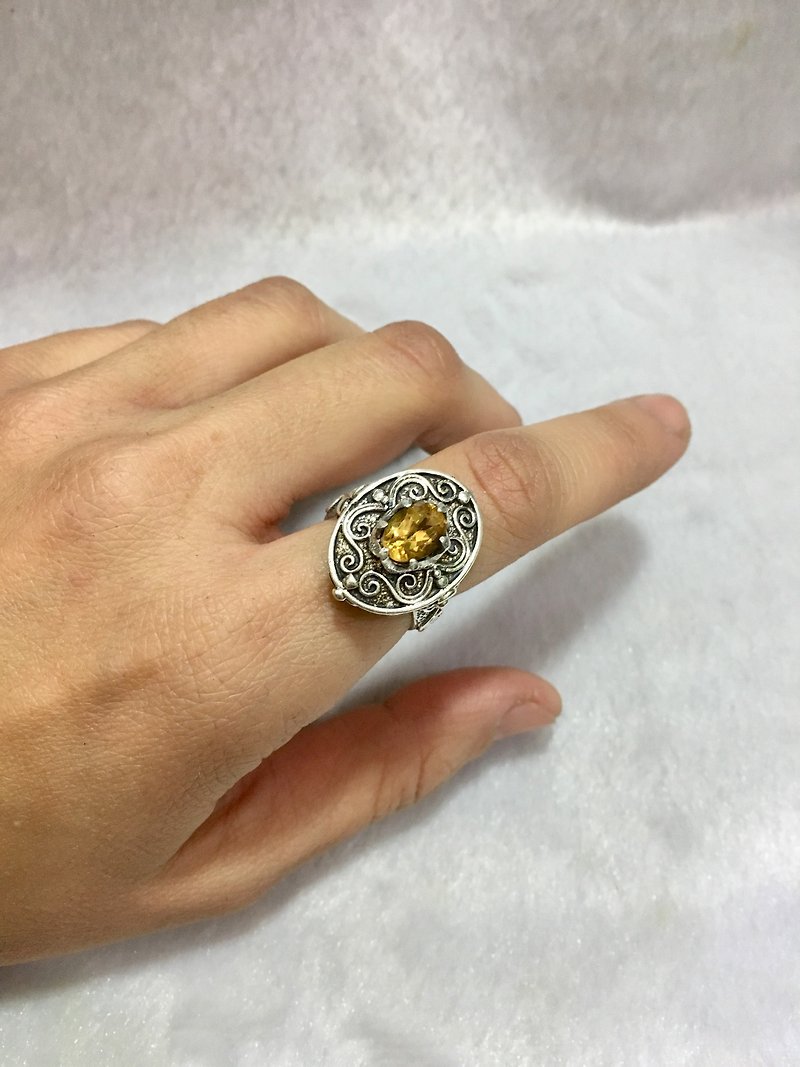 「魔戒-黃水晶系列」 蛋白石925純銀戒指 尼泊爾手工製 - 戒指 - 寶石 黃色