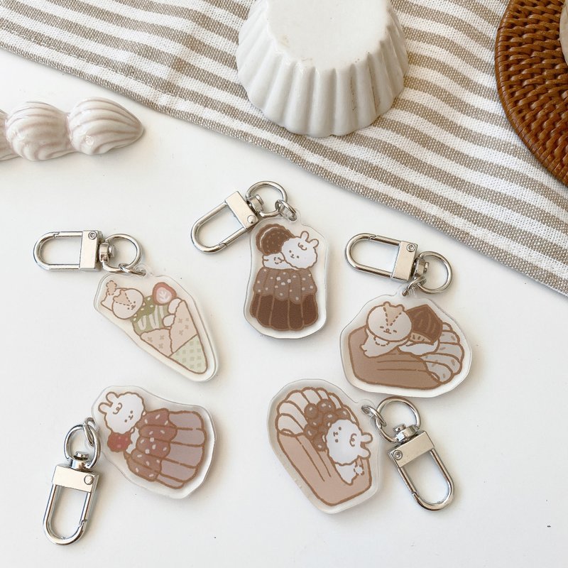 Soft dessert charm three generations/key ring/five patterns - ที่ห้อยกุญแจ - อะคริลิค หลากหลายสี