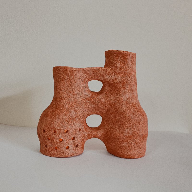 Sold| Caregiver| Low temperature pottery| Dried flower pot| the peace—Taoran| - Items for Display - Pottery Red