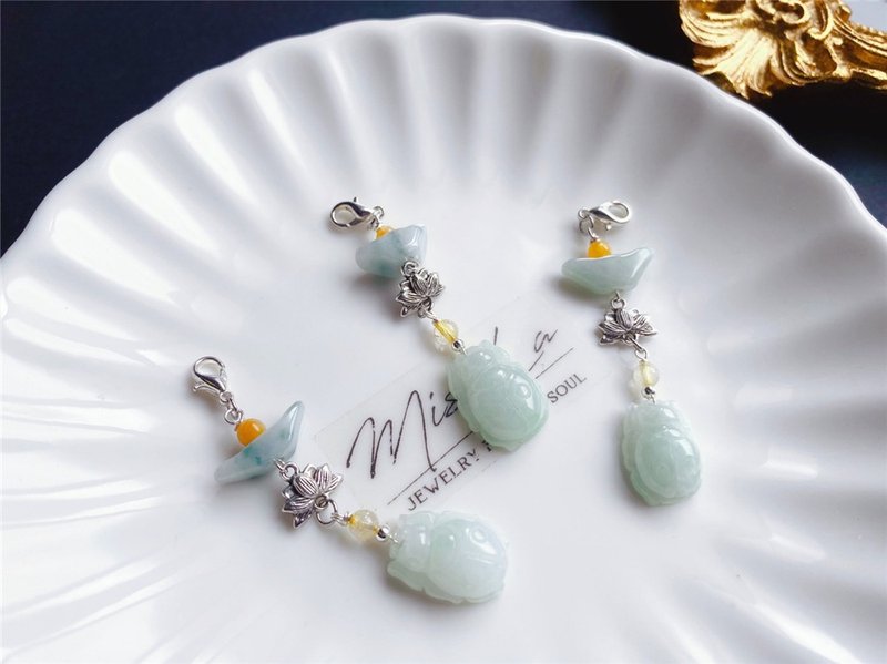 [Sold] Burmese Jade, Jadeite, Ingot, Beetle, Lucky Lotus for Rich Family, Free Discount Gifts - Charms - Jade 