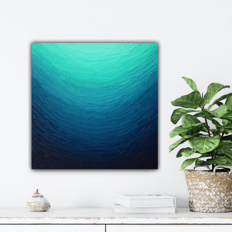 【海洋】可客製裝飾畫/藍綠抽象畫/客廳掛畫/療癒/簡約風格 - 海報/掛畫/掛布 - 壓克力 藍色