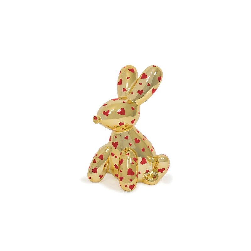 Canada Made by Humans Animal Shaped Money Tray - Rabbit - Gold with Red Love - ตุ๊กตา - ดินเผา หลากหลายสี