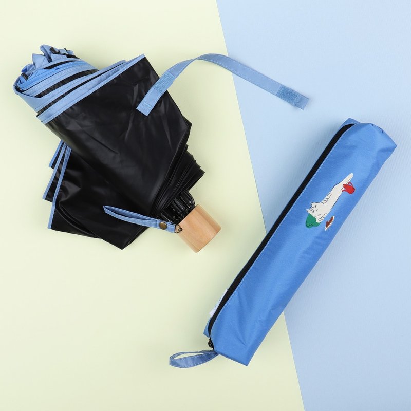 【rento】Japanese Ultra-Light Vinyl Butterfly Umbrella Sunny Umbrella- Cat Daily (Daze) - ร่ม - วัสดุกันนำ้ สีน้ำเงิน