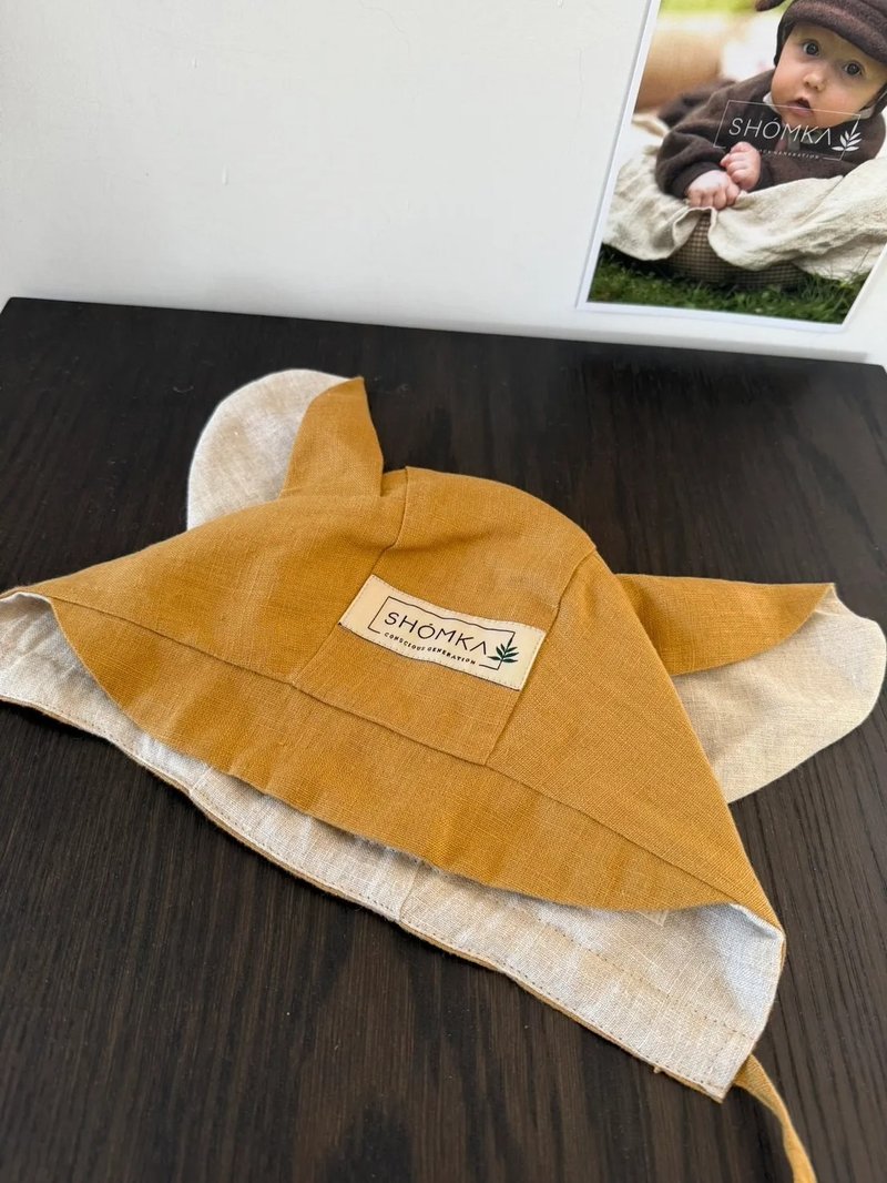 SHÓMKA 狐狸軟帽 FOX BONNET 49cm - 男/女童裝 - 亞麻 黃色
