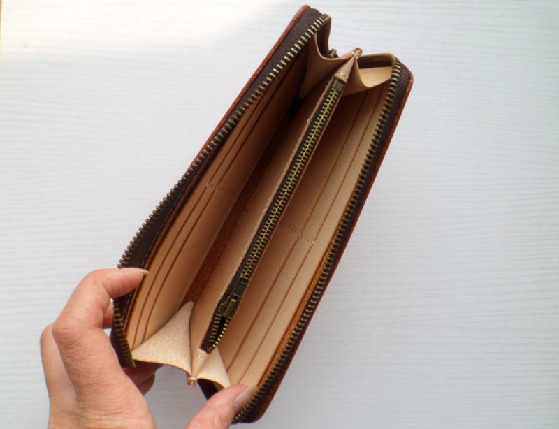 真皮多層長錢包 日常手拿錢包 錢夾 - 錢包/皮夾/長短夾 - 真皮 