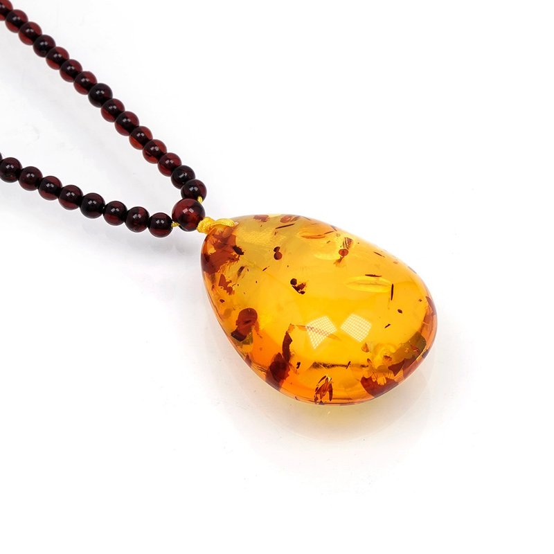 [Zhengjia Jewelry]蝋琥珀 高純度水ゴールド琥珀 10g 水滴ペンダント蝋琥珀ペンダント - ネックレス - 半貴石 多色