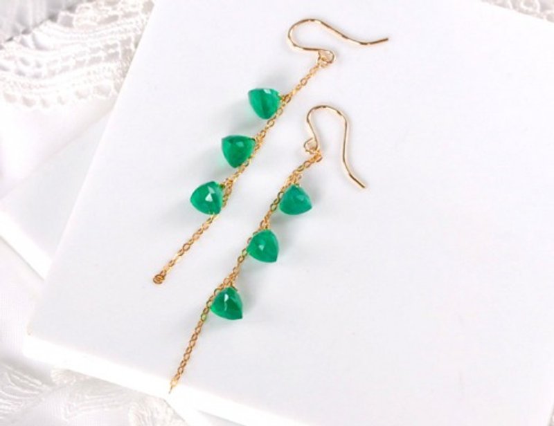 green onyx long earrings - ต่างหู - เครื่องเพชรพลอย 