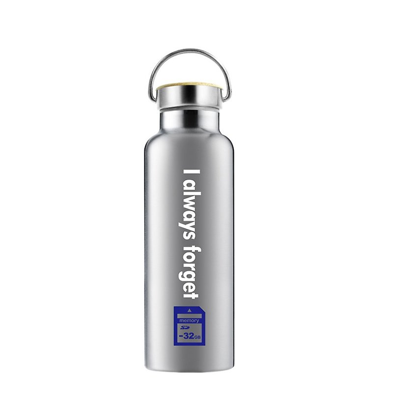 Bamboo cover vacuum sports water bottle series PLUS (i always forget) - Vacuum Flasks - Other Metals Silver