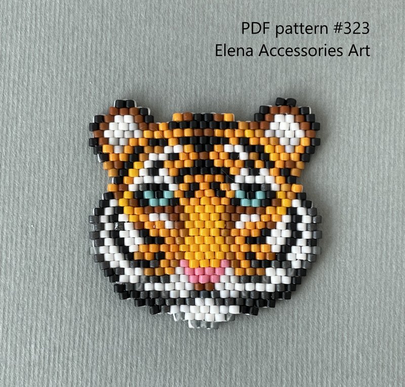 Beaded Tiger brick stitch PDF pattern for miyuki delica 11/0 seed beads #323 - 其他數位商品 - 其他材質 