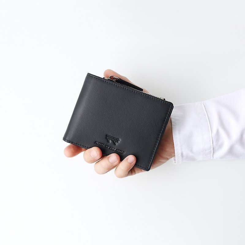 หนังแท้ กระเป๋าสตางค์ สีดำ - bifold wallet : black