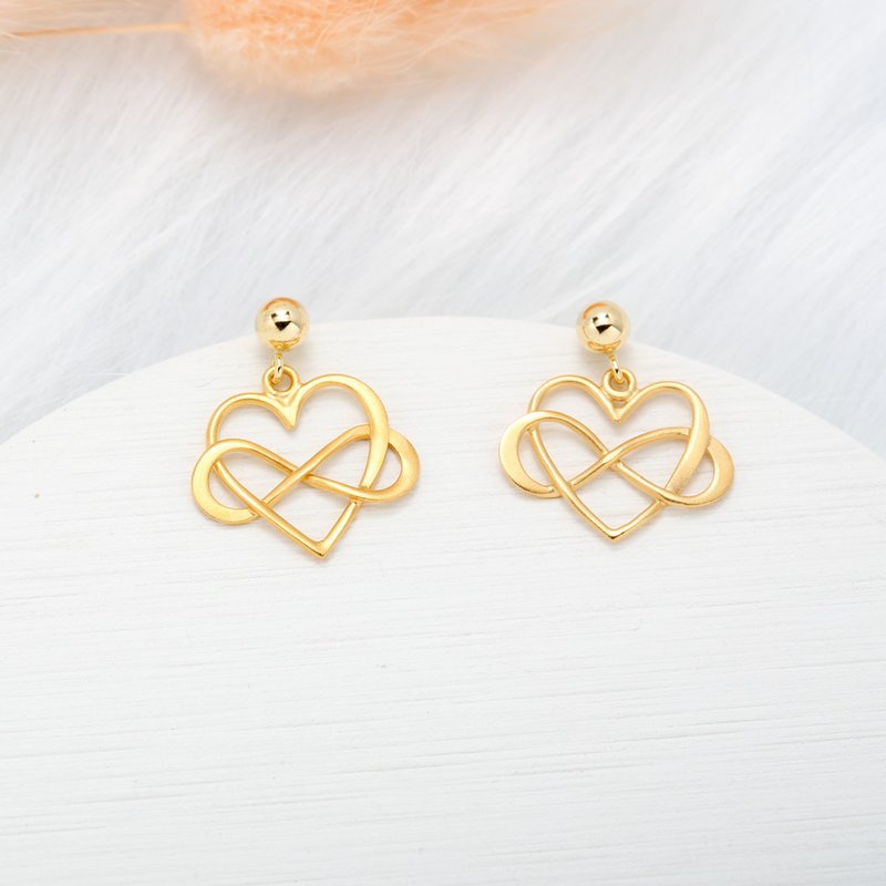 【Angel & Me】Endless love s925 sterling silver 24k gold plated earrings gift - ต่างหู - ทอง 24 เค สีทอง