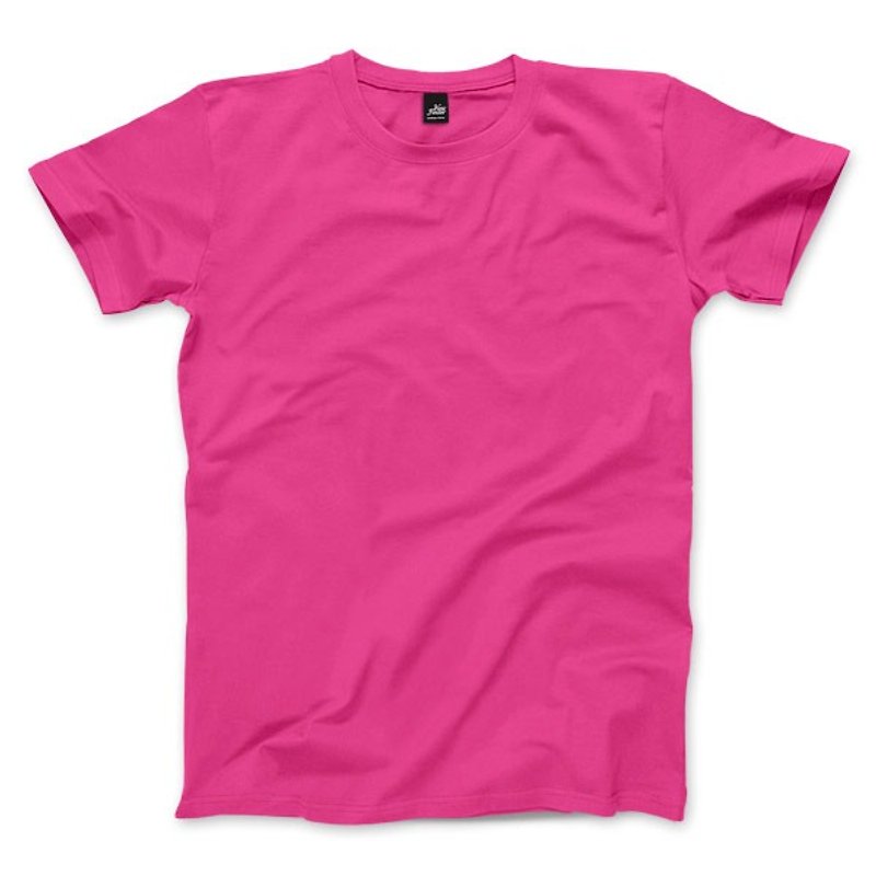 素色中性短袖T恤 - 桃紅 - 男 T 恤 - 棉．麻 