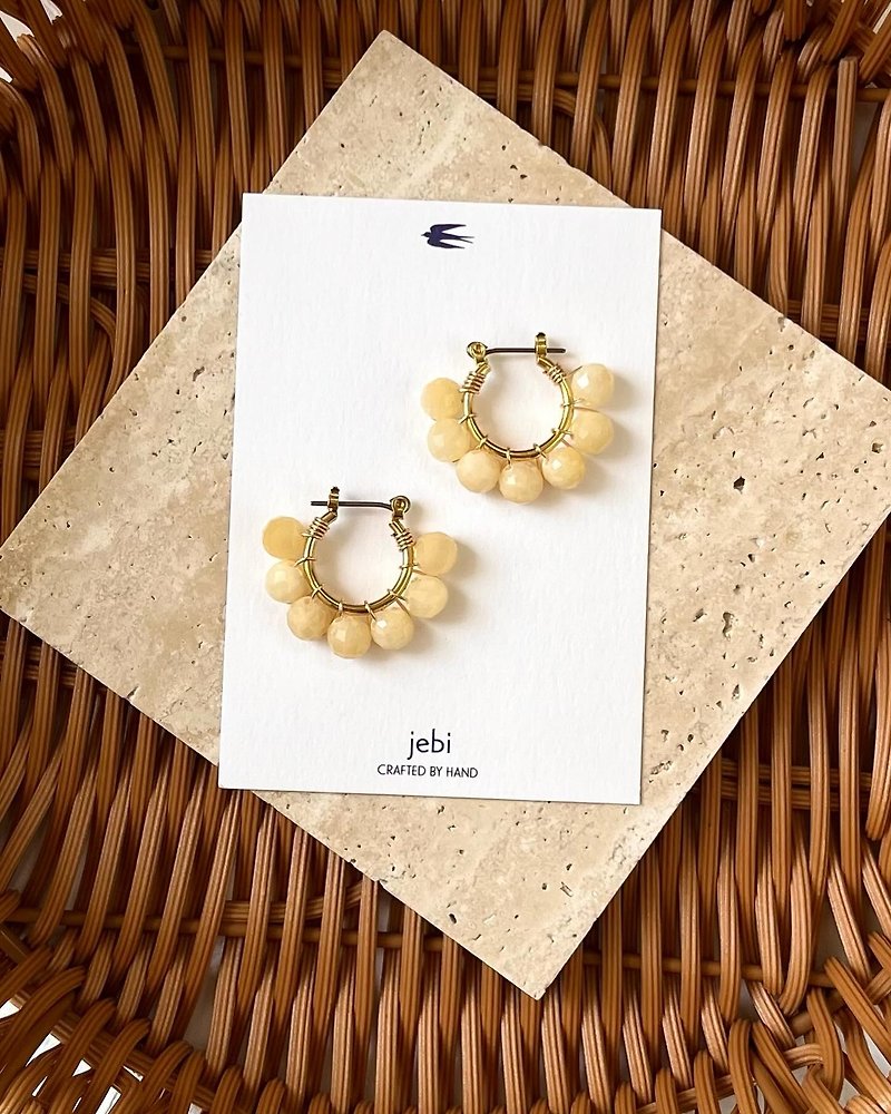 Yellow Jade Volume Hoop Earrings - Earrings & Clip-ons - Semi-Precious Stones Yellow
