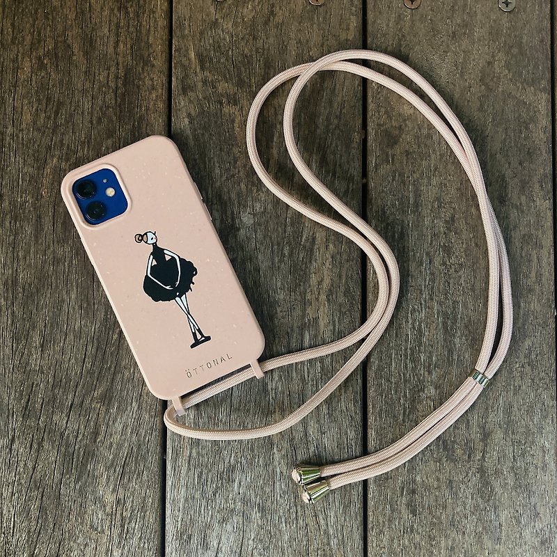 Eco-friendly phone case with neck strap / Black ballerina - อื่นๆ - วัสดุอีโค สึชมพู