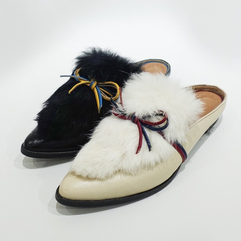 Ruby 毛毛穆勒鞋(兩色) MIT款 - 娃娃鞋/平底鞋 - 真皮 多色