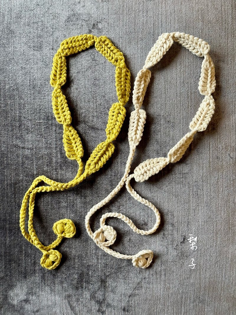 梨子設計單品 春天的樹葉 髮帶 髮繩 純手工編織 精梳純棉 - 髮飾 - 棉．麻 