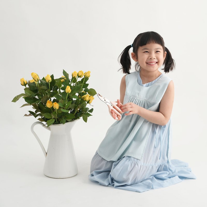 Suika 女孩蛋糕連身裙(可以穿到150cm當長上衣) - 男/女童裝 - 棉．麻 藍色