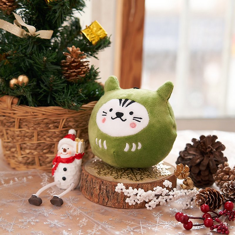 Christmas limited green-Blessing Bodhidharma Cat Grass Ball [HitoCat Ji Dou Cat] - ของเล่นสัตว์ - ผ้าฝ้าย/ผ้าลินิน สีเขียว
