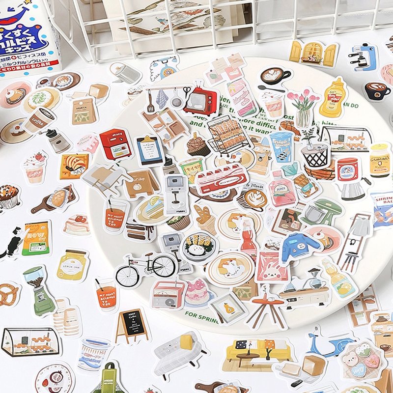 InfeelMe warm air Xiaoqinghuan series diy hand account decoration self-adhesive sticker pack 100 sheets - สติกเกอร์ - กระดาษ 