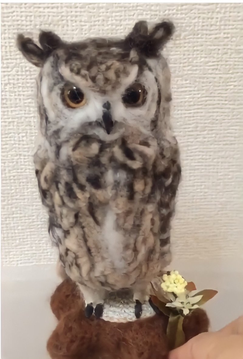 The indian eagle owl made with wool felt - ตุ๊กตา - ขนแกะ 