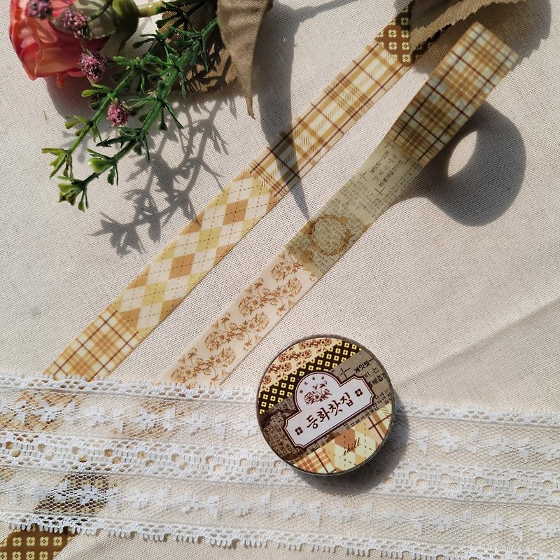 Light-flower Cafe Pattern Maskingtape - Washi Tape - Paper Khaki