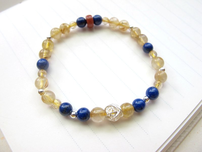 [Land] Titanium Crystal x Lapis lazuli x Red Agate x 925 Silver - Hand-made natural stone series - Bracelets - Crystal Multicolor