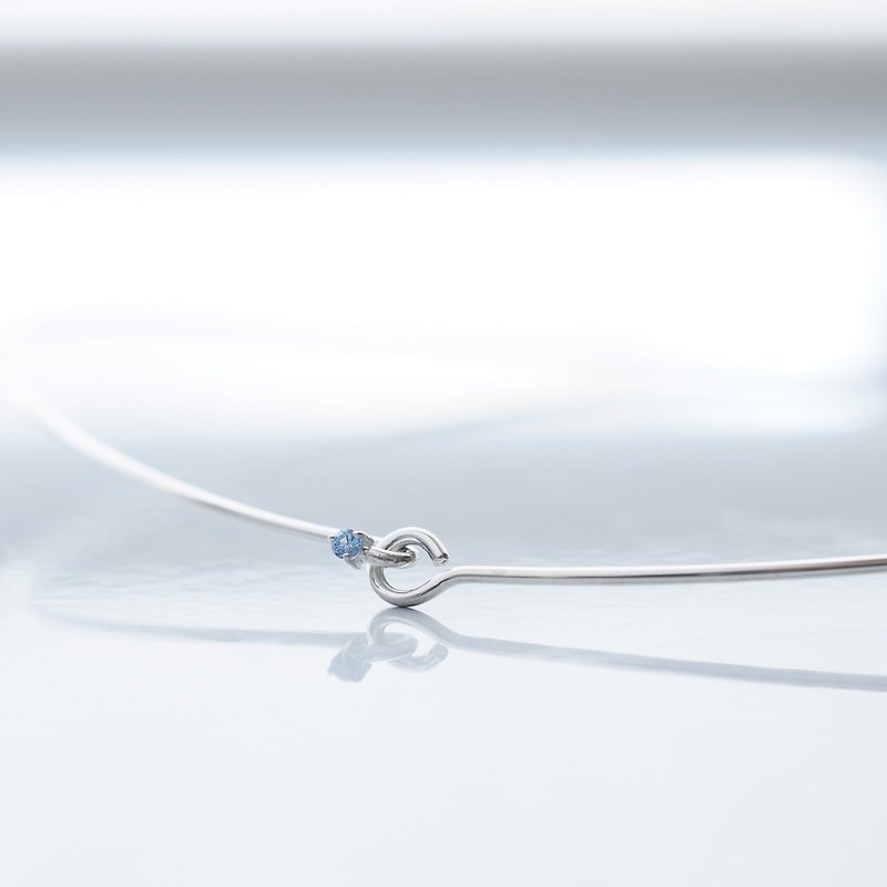 Aquamarine Aquamarine Wire Choker Necklace Silver 925