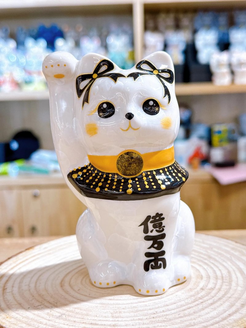 【瑞白盈両】日本清水燒招財貓 | 花結晶白 - 白体花億万両 - 擺飾/家飾品 - 瓷 白色