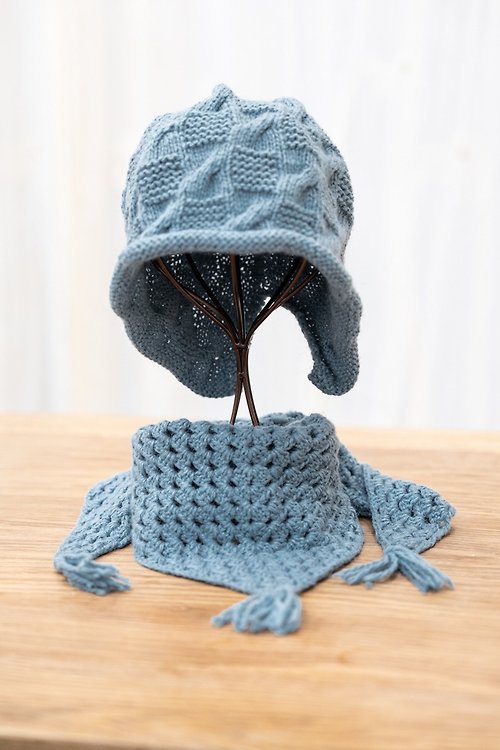 樂織手作 手作-編織--圍巾-三角巾-毛帽-莫藍迪藍