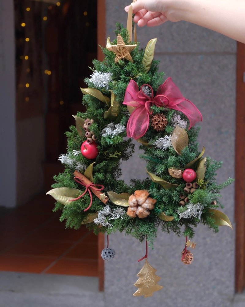 掛在牆上的聖誕樹 永生雪松聖誕花圈 - 乾燥花/永生花 - 植物．花 
