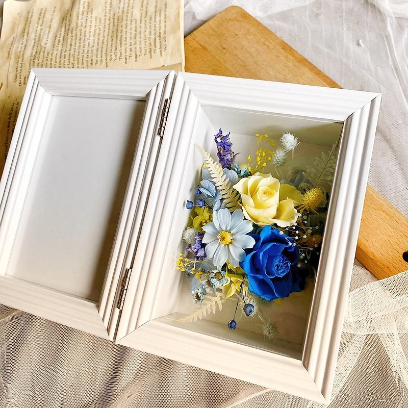 永生花相框 黃藍撞色 永生花禮 - 擺飾/家飾品 - 植物．花 黃色