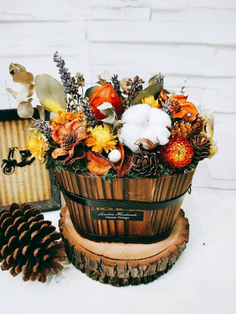 Potted flowers made by hand. Japanese style and wind barrel flower - จัดดอกไม้/ต้นไม้ - วัสดุอื่นๆ 