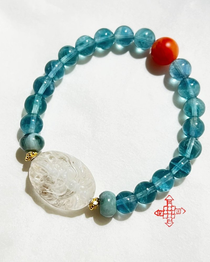 藍色螢石龍龜手串 - 手鍊/手環 - 半寶石 藍色