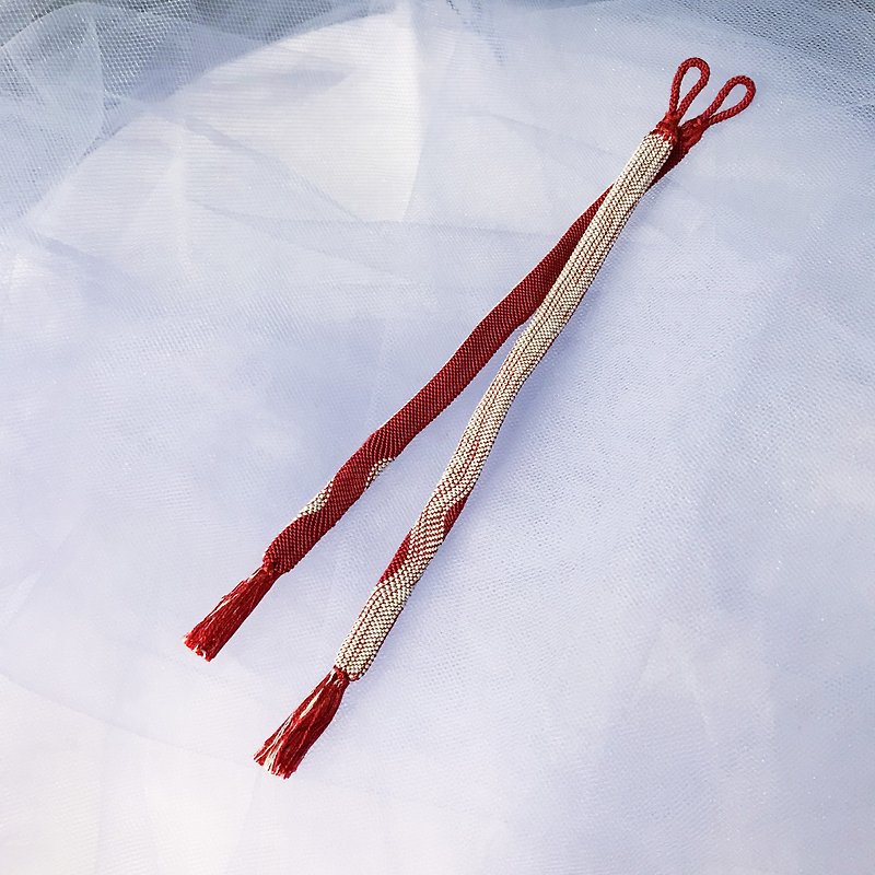 古代のオブジェクト/白いX茶色の赤い両面羽毛織り - その他 - シルク・絹 ブラウン
