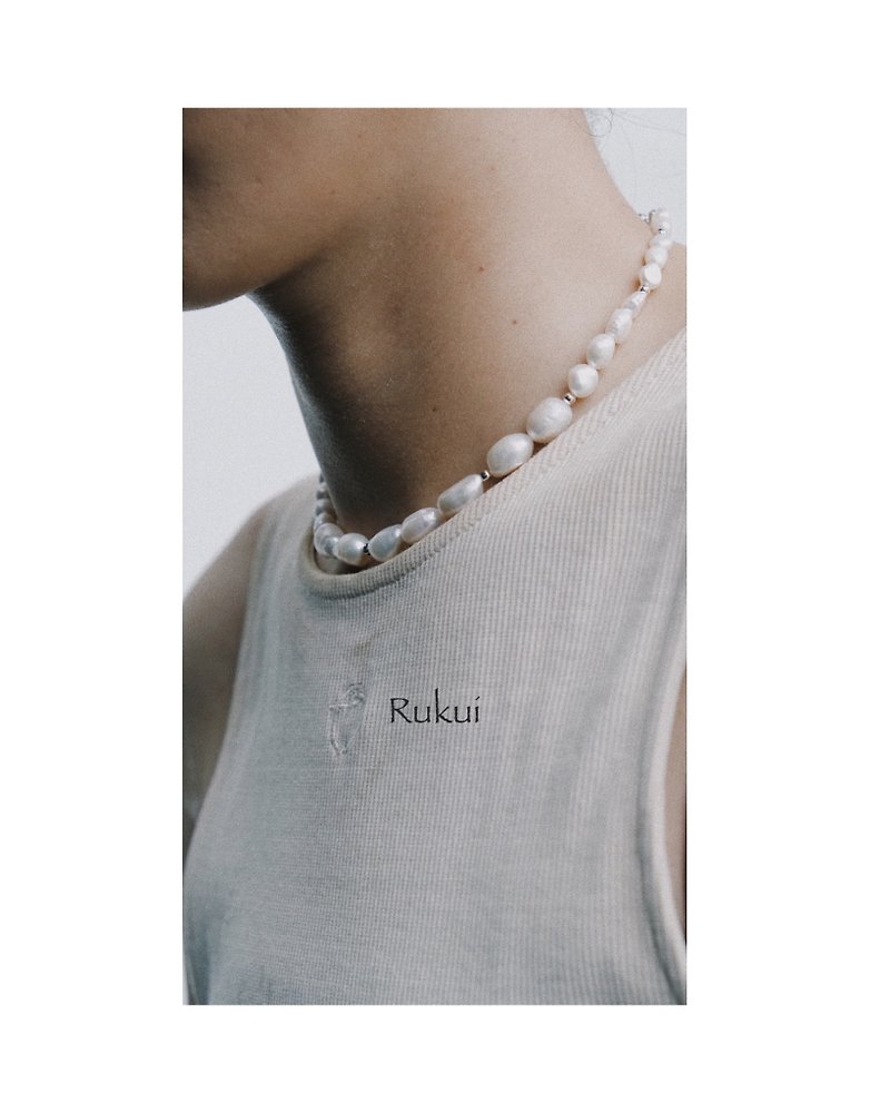 Rukui Handmade Pearl Necklace - สร้อยคอ - เงินแท้ ขาว