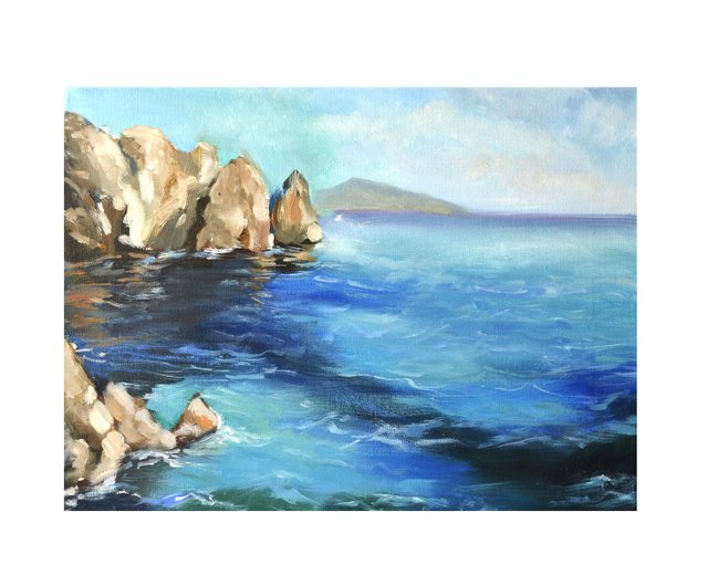 油絵 絵画 【岩場の海】 油絵 絵画【岩場の海】 絵画 HR 通販 16278991｜Creema(クリーマ)