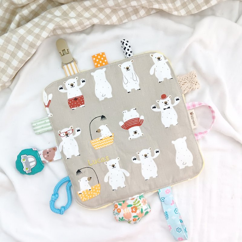 Free name embroidery. Stylish polar bear. Cotton ball x cotton label ring paper comfort napkin - Kids' Toys - Cotton & Hemp Gray