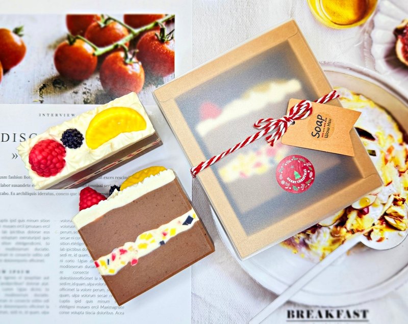 【24h出貨】重磅水果蛋糕皂∣乳木澳湖牛奶皂 聖誕禮盒 交換禮物 - 肥皂/手工皂 - 環保材質 