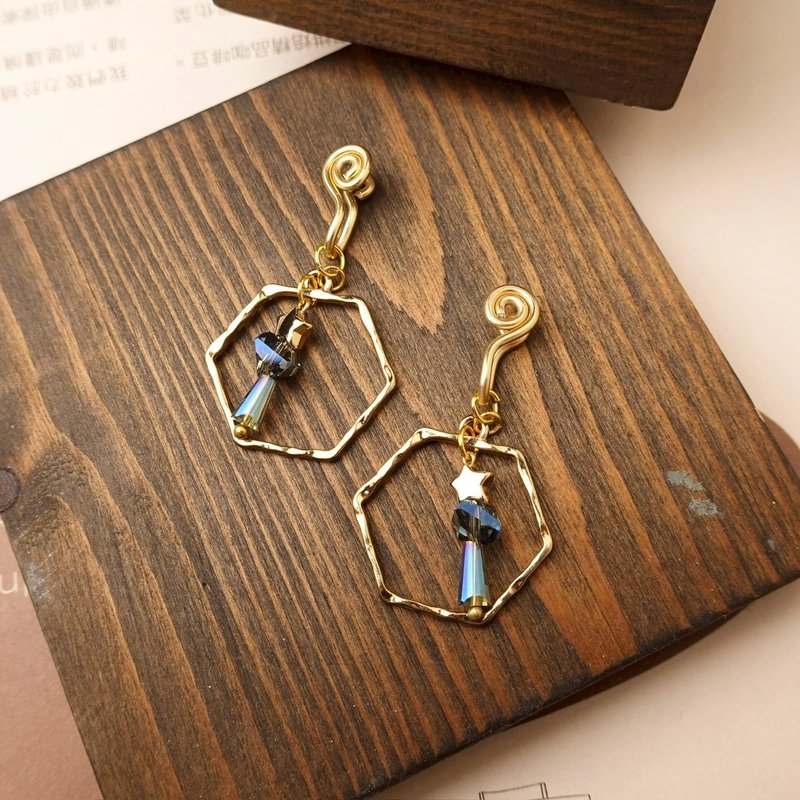 Belated Christmas Gift: Pain-Free Ear Clips / Translucent Blue - Earrings & Clip-ons - Other Metals 