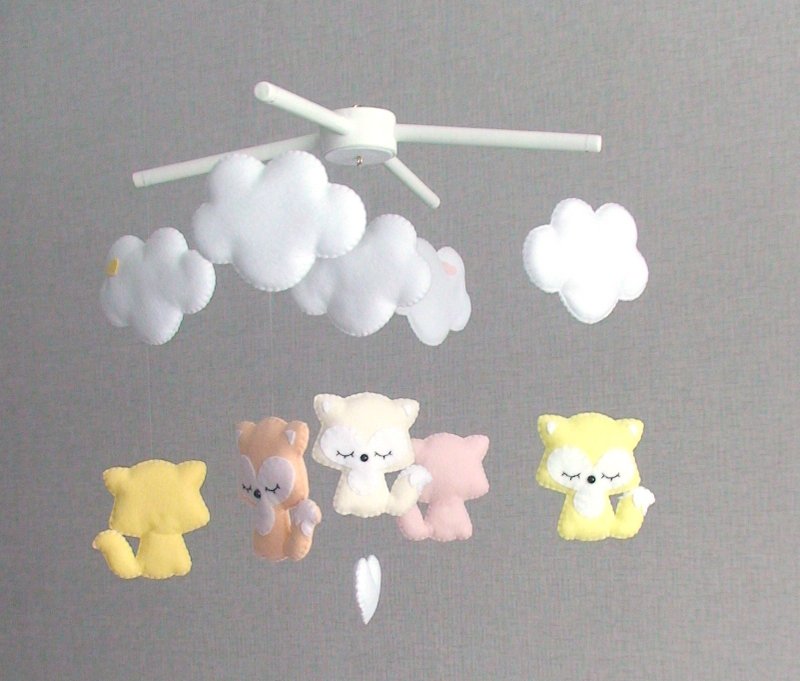 Baby mobile girl, Fox mobile, Woodland girl mobile, Forest fox mobile - 其他 - 其他材質 白色