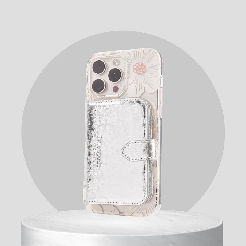 kate spade White Glitter MagSafe Wallet - อุปกรณ์เสริมอื่น ๆ - วัสดุอื่นๆ สีเงิน