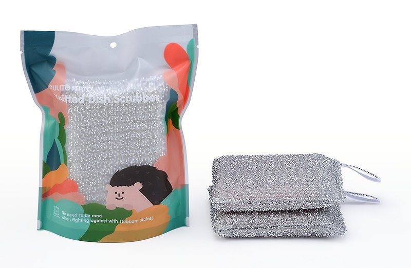 Sponge Dish Detergent Silver - Pulito Stato Knitted Dish Scrubber