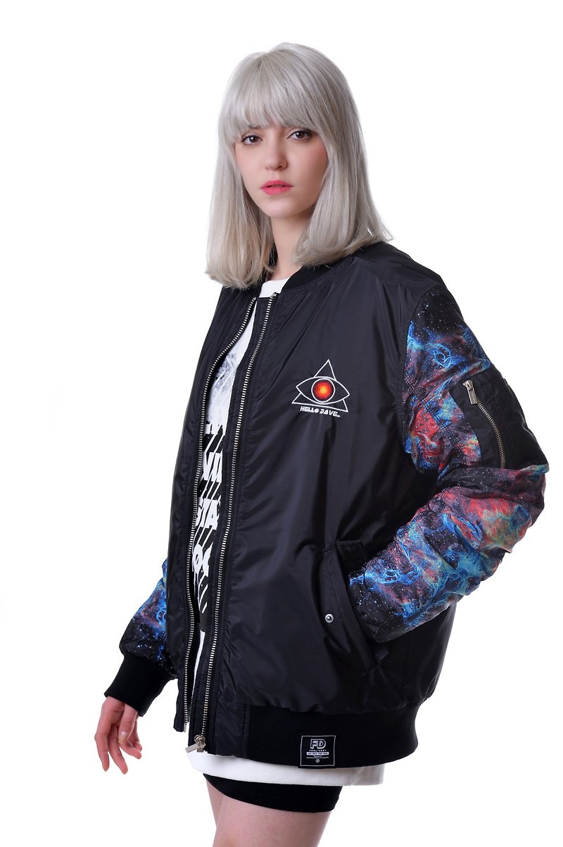 Hong Kong Design | Fools Day Printed Embroidered Waterproof Jacket - Men's Coats & Jackets - Polyester Black
