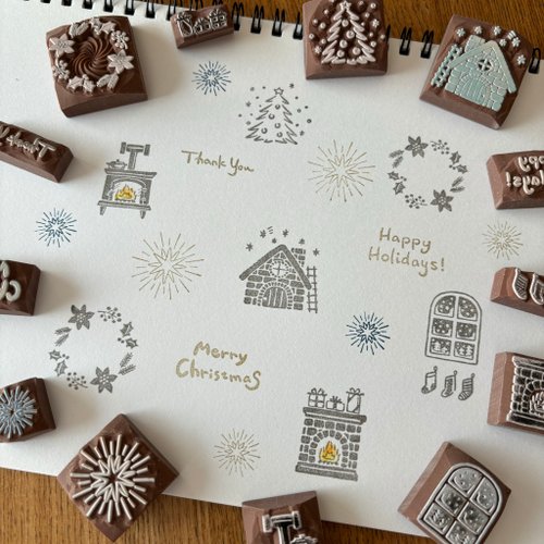 消しゴムはんこ Merry Christmas改行文字はんこ - ショップ