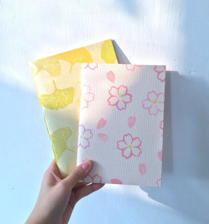 Ginkgo biloba sakura handmade book handprint notebook - Cards & Postcards - Paper Yellow