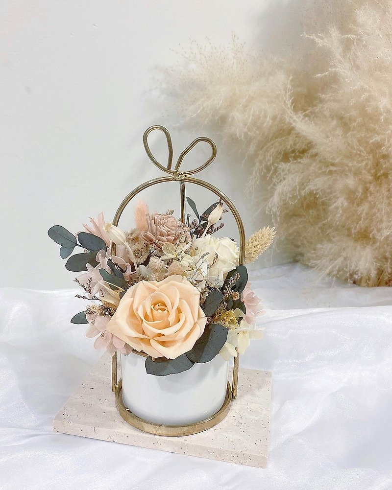 Vanilla Milk Tea Rose Immortal Potted Flower - Items for Display - Plants & Flowers 