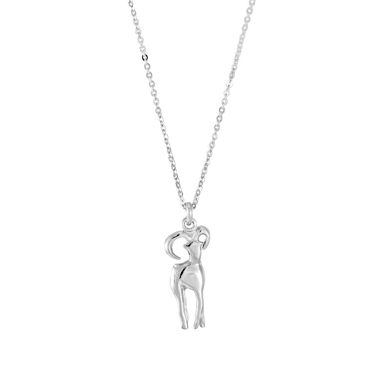 Goat Silver Necklace Sheep shape pendant animal zodiac sterling silver necklace - สร้อยคอ - เงินแท้ สีเงิน