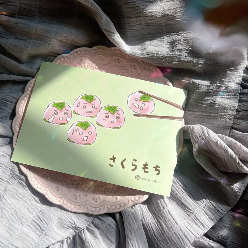 心意卡 歡送 明信片 櫻餅 和菓子 文具 日本 thank you card - 卡片/明信片 - 紙 多色