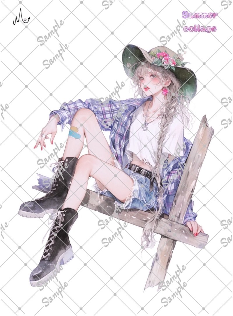 オリジナル人物ステッカー期間限定 Summerシリーズ 8月10日まで - 貼紙 - 紙 