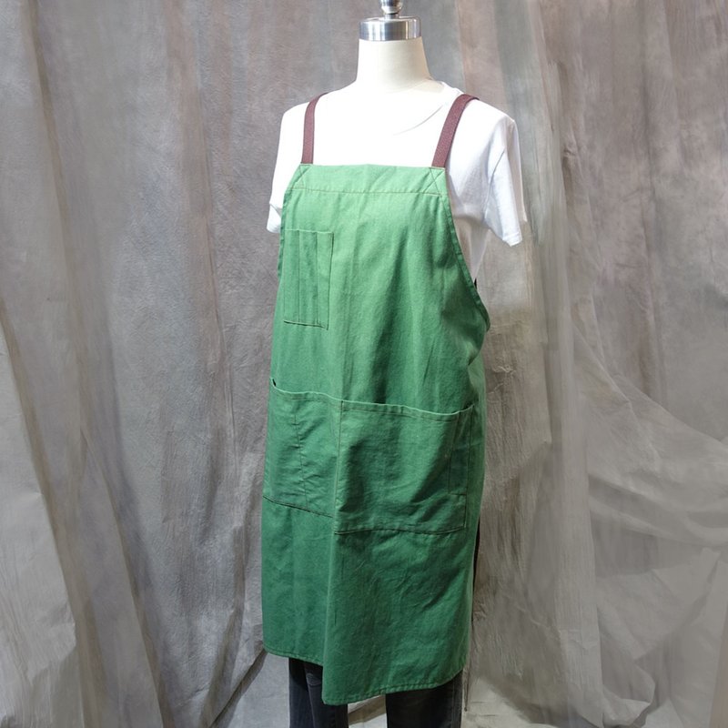 Sienna staff work clothes apron - ผ้ากันเปื้อน - ผ้าฝ้าย/ผ้าลินิน สีเขียว